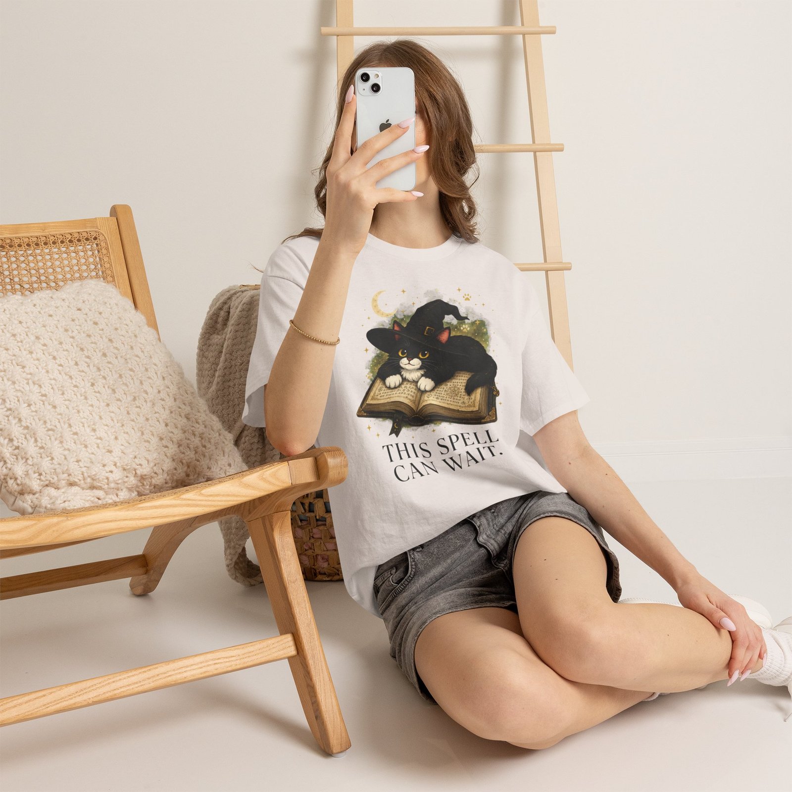 This Spell Can Wait Classic Tivis T-Shirt | Witchy Cat Book Lover Tee - Image 12