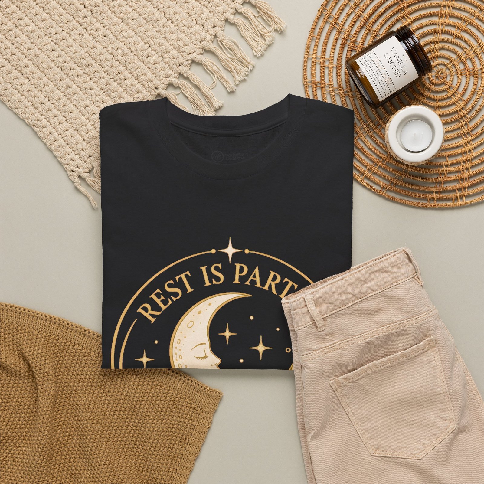 Rest Is Part of the Ritual Tee — Moon & Clouds Relaxation T-Shirt - Image 5