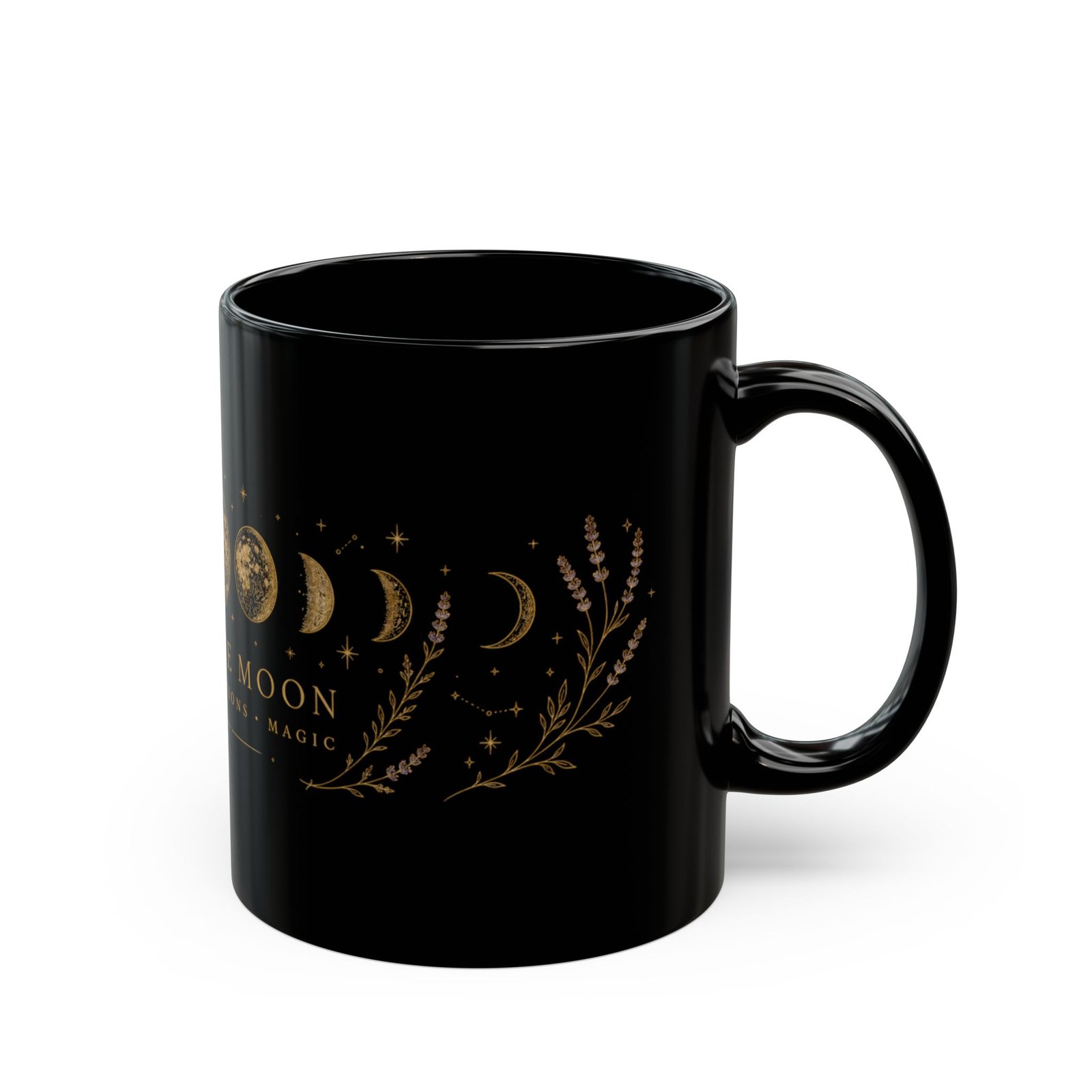 Moon Phase Coffee Mug — "Live by the Moon" Celestial Black Mug - Image 2
