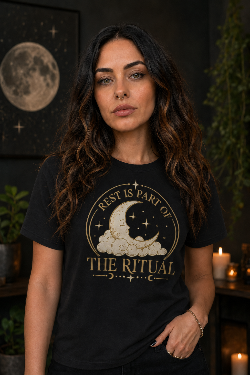 Rest Is Part of the Ritual Tee — Moon & Clouds Relaxation T-Shirt