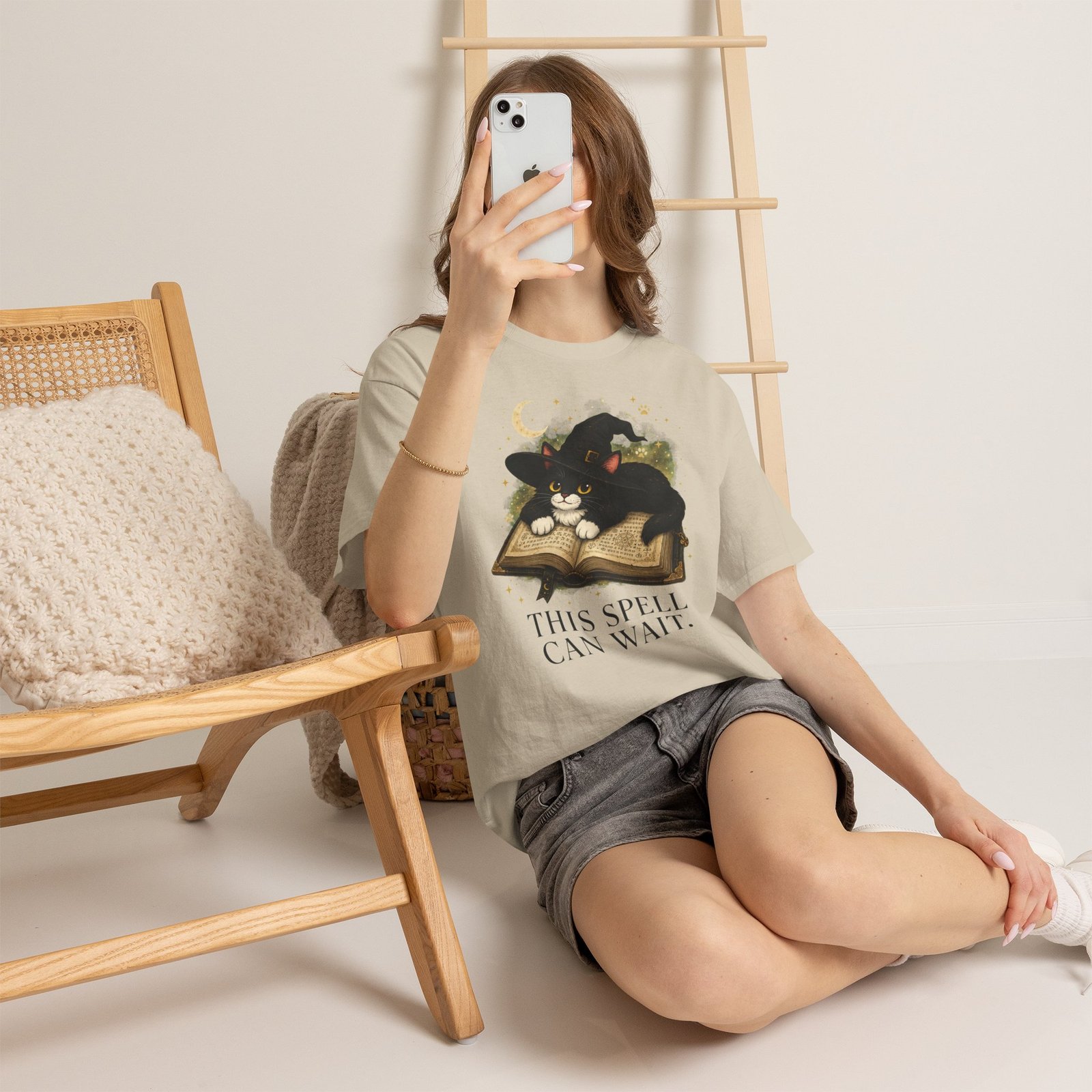 This Spell Can Wait Classic Tivis T-Shirt | Witchy Cat Book Lover Tee - Image 18