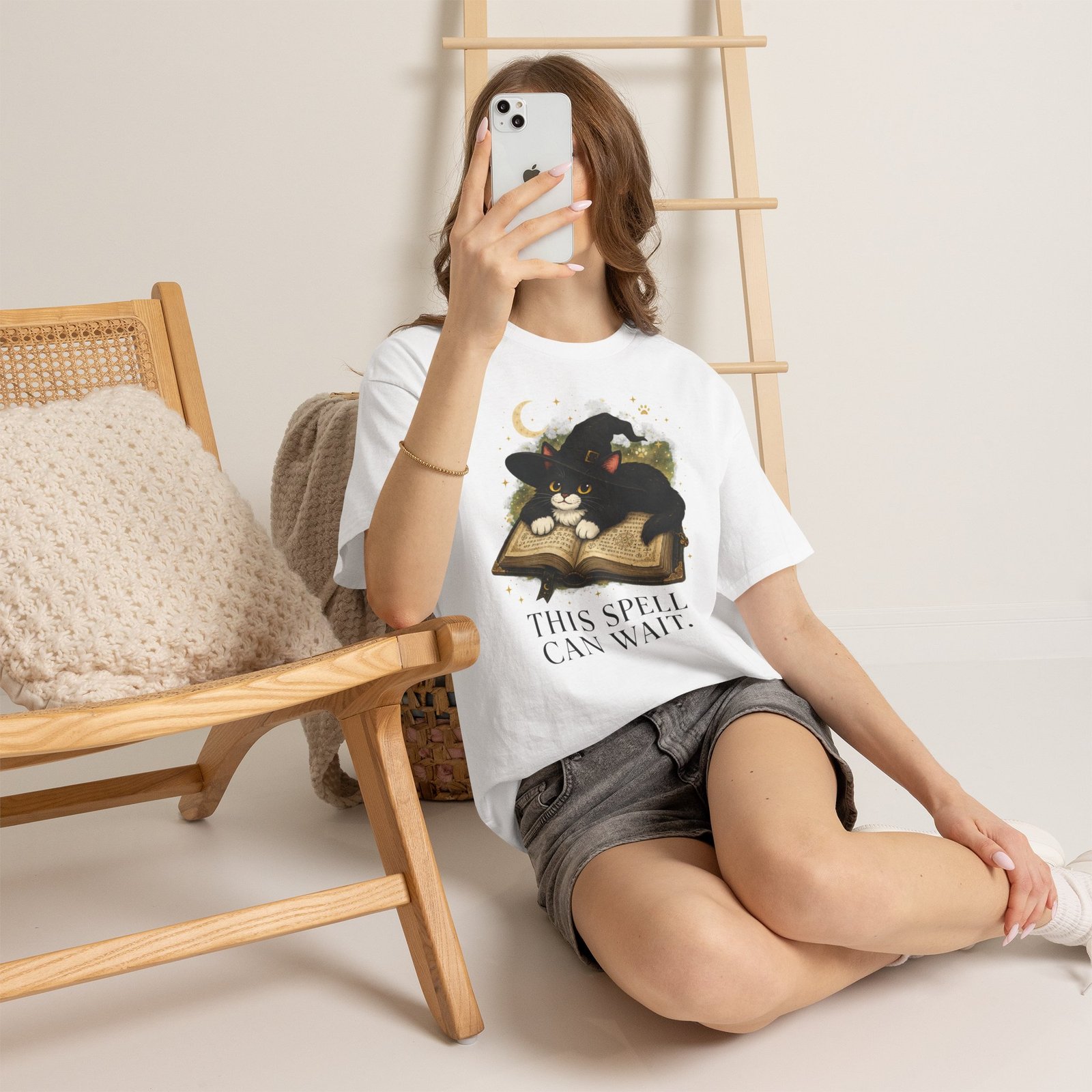 This Spell Can Wait Classic Tivis T-Shirt | Witchy Cat Book Lover Tee - Image 6